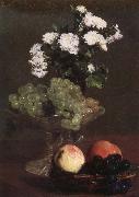 Henri Fantin-Latour Nature Morte aux Chrysanthemes et raisins Spain oil painting artist